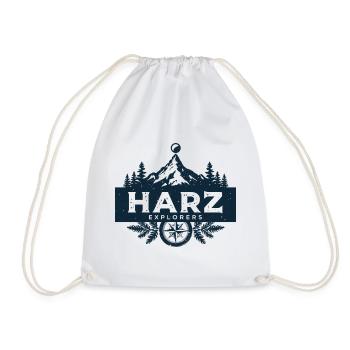 Resin Explorers | Vintage Compass Badge - Drawstring Bag - white - Front