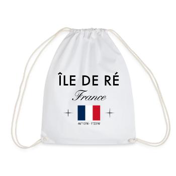 Ile de Re Frankreich Koordinaten Reise Souvenir - Turnbeutel - Weiß - Vorne