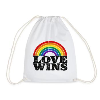 Love Wins Regenbogen CSD Vintage Spruch - Turnbeutel - Weiß - Vorne