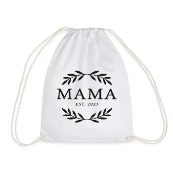 Mama Est. 2023 Kranz Emblem - Turnbeutel - Weiß - Vorne