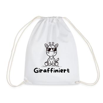 Giraffiniert – Coole Giraffe mit Sonnenbrille - Turnbeutel - Weiß - Vorne