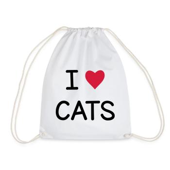 I love Cats Geschenk für Katzenfreunde - Turnbeutel - Weiß - Vorne