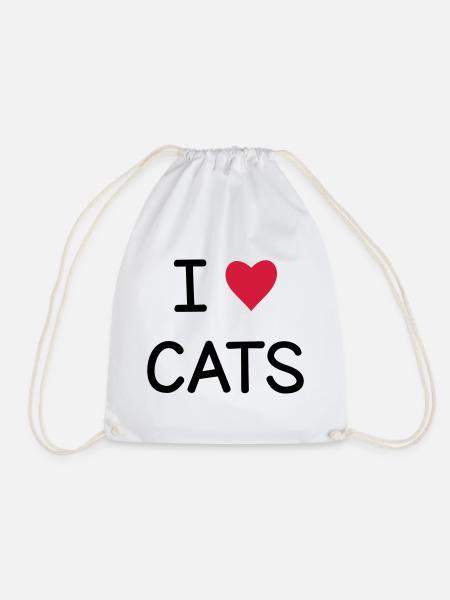 I love Cats Geschenk für Katzenfreunde - Turnbeutel - Weiß