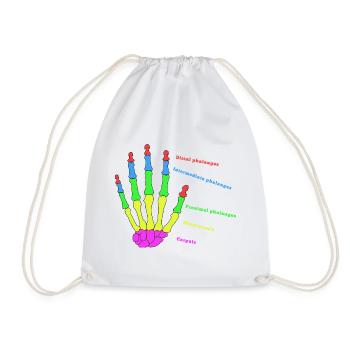 Hand Bone Anatomy Human Evolution Physio - Drawstring Bag - white - Front