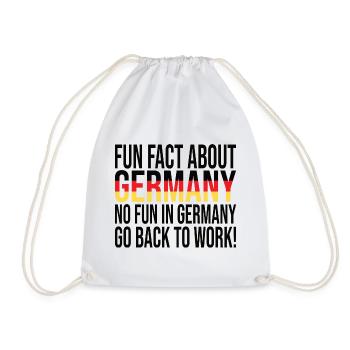Fun Fact About Germany No Fun In Germany - Drawstring Bag - white - Front