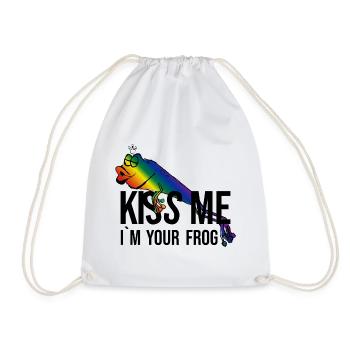 Grenouille - Princesse - Kiss -Kiss me - Sac de sport léger - blanc - Devant