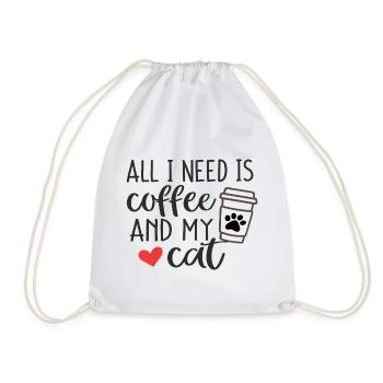 Alles, was ich brauche, ist Kaffee und meine Katze - Turnbeutel - Weiß - Vorne