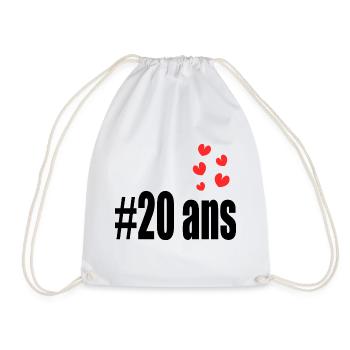 20 ANS. 20e ANNIVERSAIRE. ANNIVERSAIRE 20 ANS. 20 - Sac de sport léger - blanc - Devant