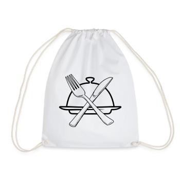 Bol transparent avec couteau et fourchette - Sac de sport léger - blanc - Devant