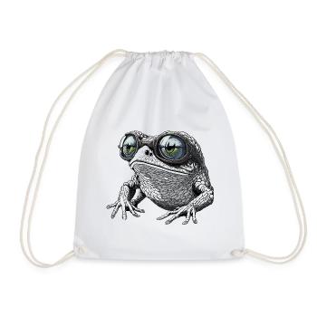 Cool frog with sunglasses - Drawstring Bag - white - Front