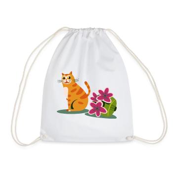 Lustiges Katzen Design - Turnbeutel - Weiß - Vorne