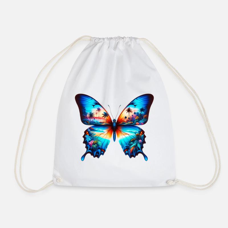 Butterfly - Drawstring Bag - white