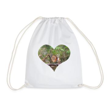 Heart motif with butterfly on broken branch - Drawstring Bag - white - Front