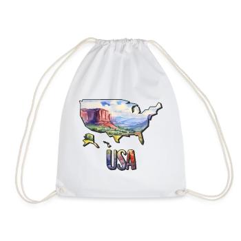 Watercolor Map USA - Drawstring Bag - white - Front