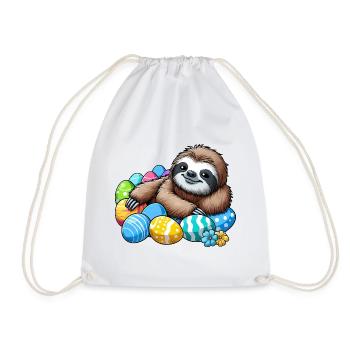 mignon paresseux oeuf de Pâques dessin animé Chilling Easter - Sac de sport léger - blanc - Devant