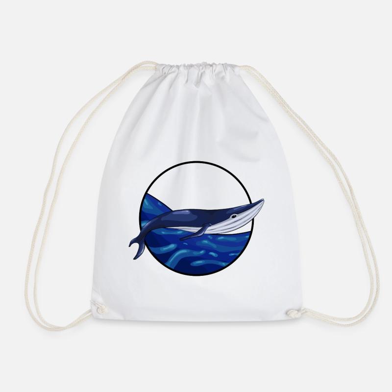 Swimming blue whale - Drawstring Bag - white
