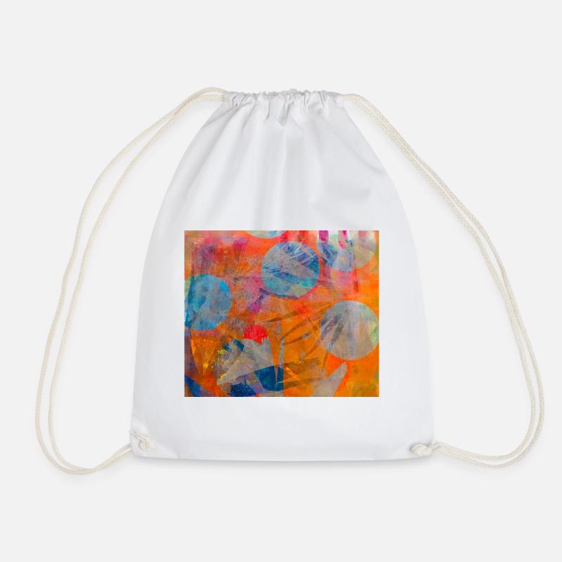 Abstract colorful circles on vivid background - Drawstring Bag - white