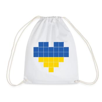 Pixel Heart Ukraine Flag - Drawstring Bag - white - Front