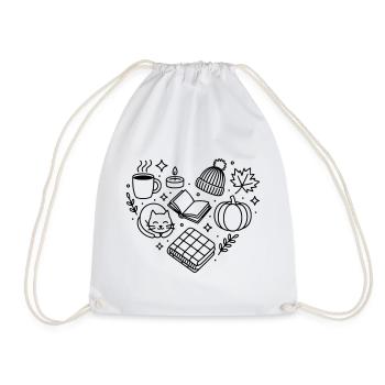 Autumn heart, autumnal cosiness, autumnal - Drawstring Bag - white - Front