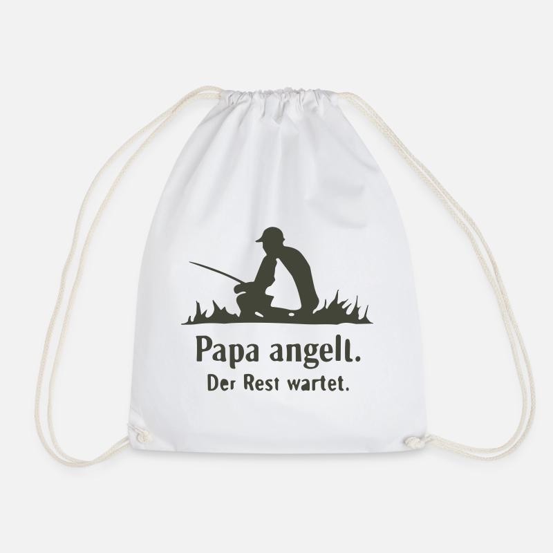 Papa angelt Der Rest wartet - Turnbeutel - Weiß