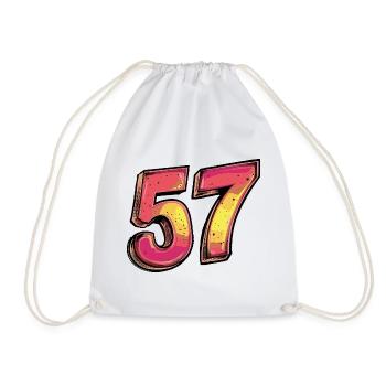 57 Zahl Bunt - Turnbeutel - Weiß - Vorne