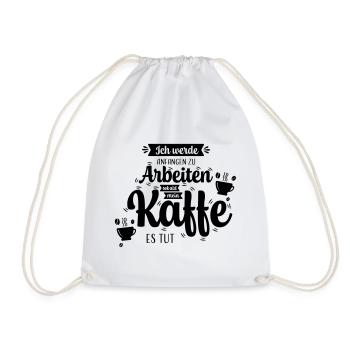 Kaffee_Spruch - Turnbeutel - Weiß - Vorne