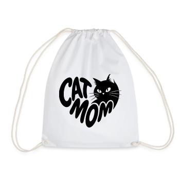 Cat Mom Herz mit schwarzer Katze - Turnbeutel - Weiß - Vorne
