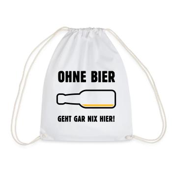 Ohne Bier Geht Gar Nix Hier! (Bierchen / POS 2C) - Turnbeutel - Weiß - Vorne