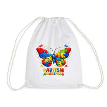 Autismus-Schmetterlings-Farbpuzzle-Geschenk - Turnbeutel - Weiß - Vorne
