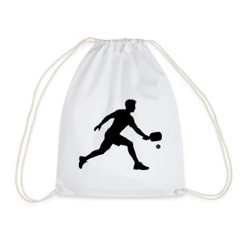 Pickleball scene motif around pickleball player - Drawstring Bag - white - Front