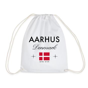 Aarhus Denmark Coordinates Travel Souvenir - Drawstring Bag - white - Front