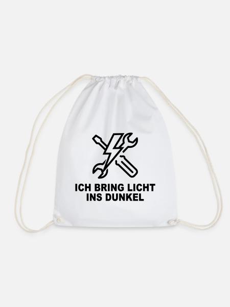 Ich bring Licht ins Dunkel – Elektriker Shirt - Turnbeutel - Weiß