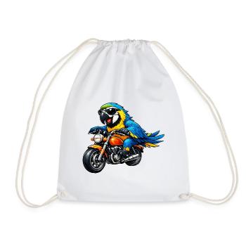Papagei auf dem Motorrad - Turnbeutel - Weiß - Vorne