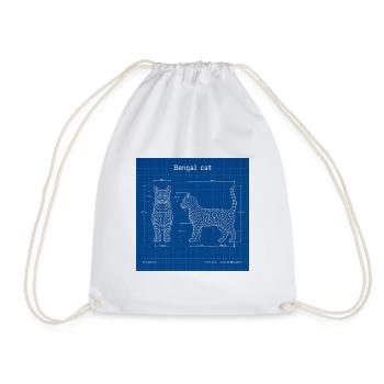 Technical Cats Illustration - Drawstring Bag - white - Front