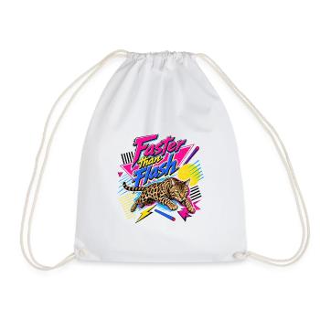 Retro 90s Bengal Cat Sprint - Drawstring Bag - white - Front