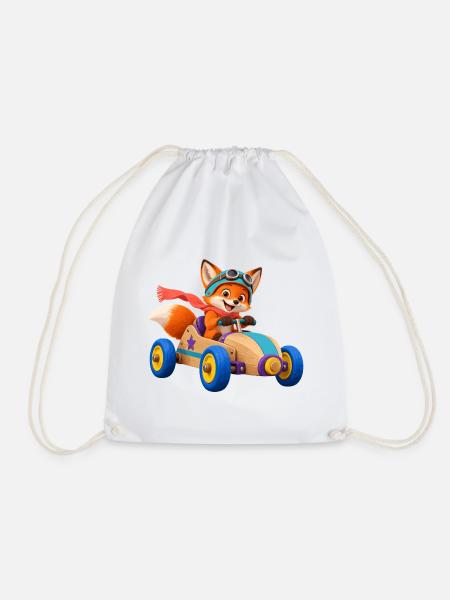 Fuchs Rennwagen Abenteuer - Turnbeutel - Weiß