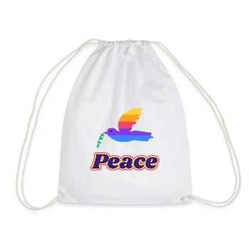 Friedenstaube Retro – Peace Taube 70er - Turnbeutel - Weiß - Vorne