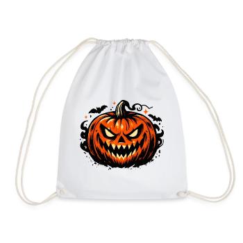 Grimmiges Kürbisgesicht Halloween - Turnbeutel - Weiß - Vorne