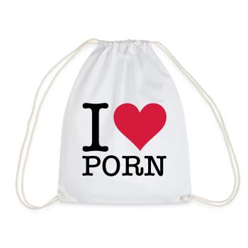 I love porn! - Drawstring Bag - white - Front