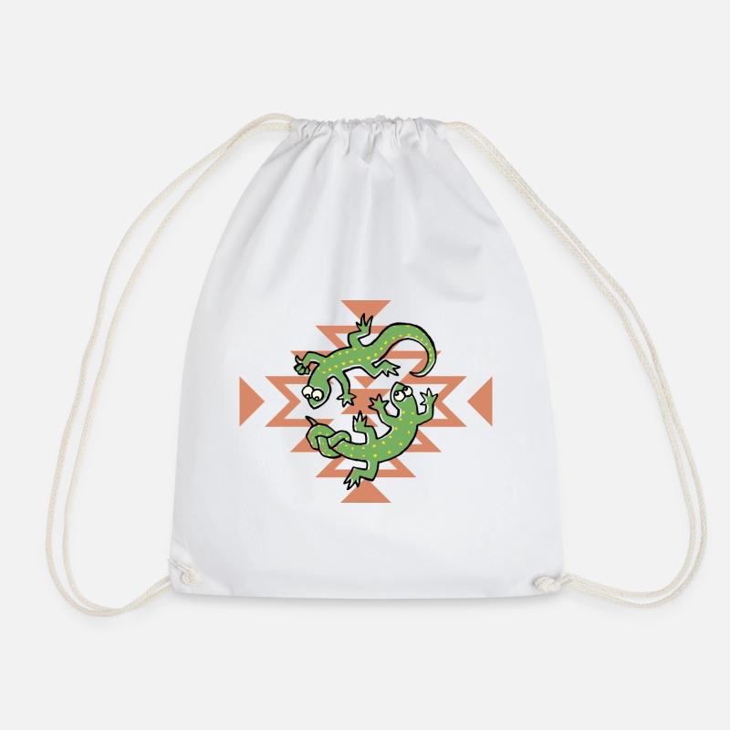 Climbing, Lizard - Drawstring Bag - white