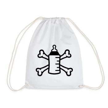 Babyflasche Pirat | Lustiges Geschenk für Kinde - Turnbeutel - Weiß - Vorne