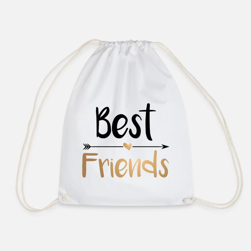 Beste Freunde Best Friends - gold - Turnbeutel - Weiß