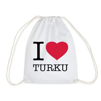 I LOVE TURKU Finland Finnland - Drawstring Bag - white - Front