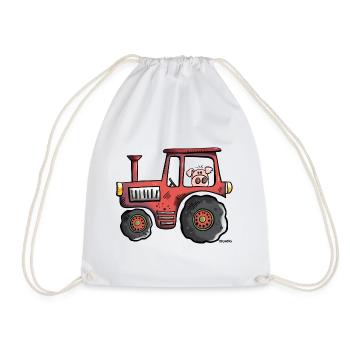 Pig driving a tractor - Drawstring Bag - white - Front