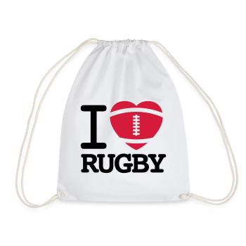 I love Rugby - Drawstring Bag - white - Front