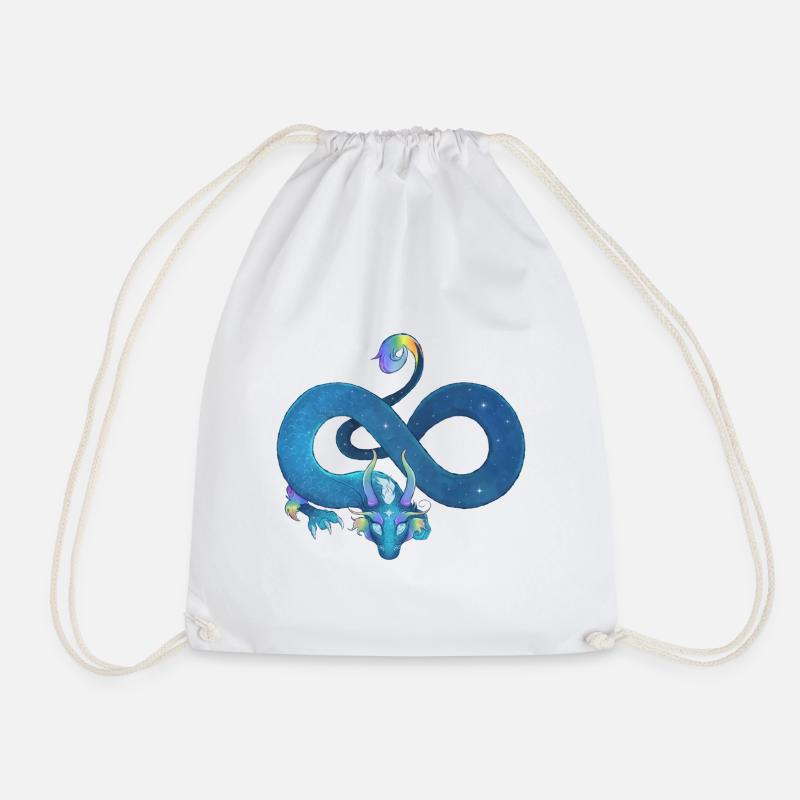 Blue Ink Spirits - Infinite Rainbow Blue Dragon - Drawstring Bag - white