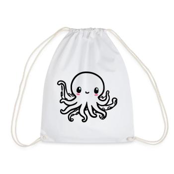 Cute Octopus Kawaii - Drawstring Bag - white - Front