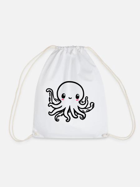 Niedlicher Octopus Kawaii - Turnbeutel - Weiß