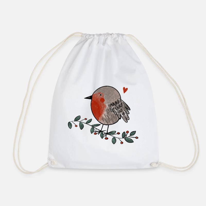 Robin Love - Drawstring Bag - white