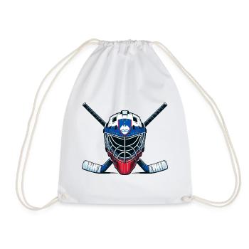 Ice Hockey Slovenia Flags Helmet Sports - Drawstring Bag - white - Front